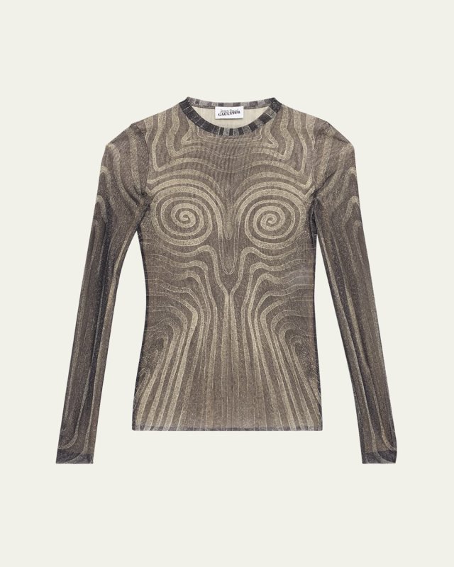 Spiral Print Mesh Top